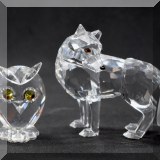 C15. Swarovski Crystal owl and fox. 